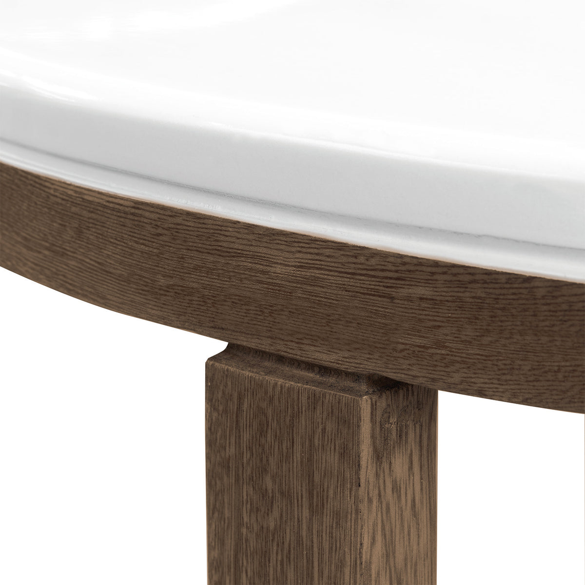 Set mesa nova en natural oscuro con puff en tela plata