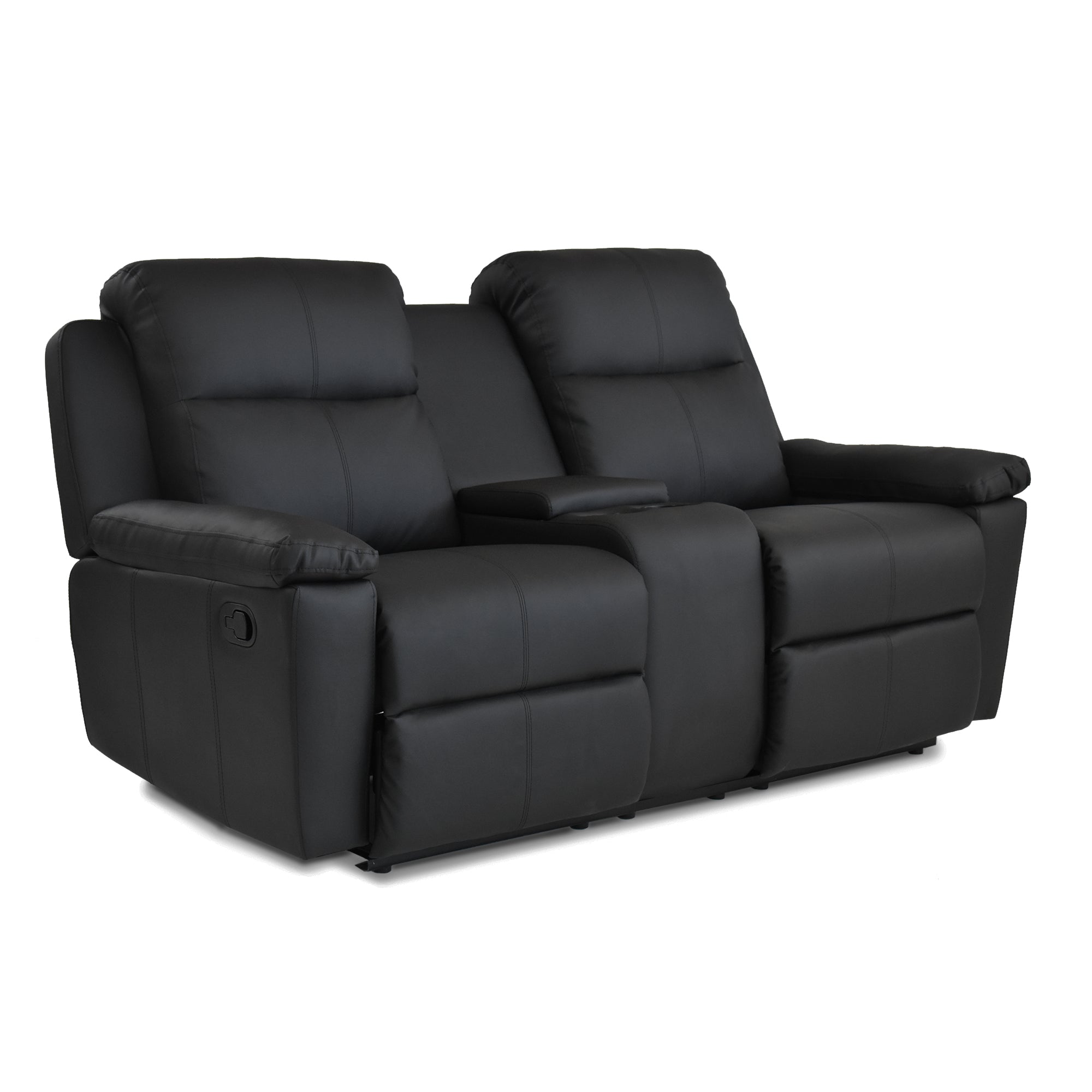 Sofá reclinable con consola marsella 2 puestos sintético negro