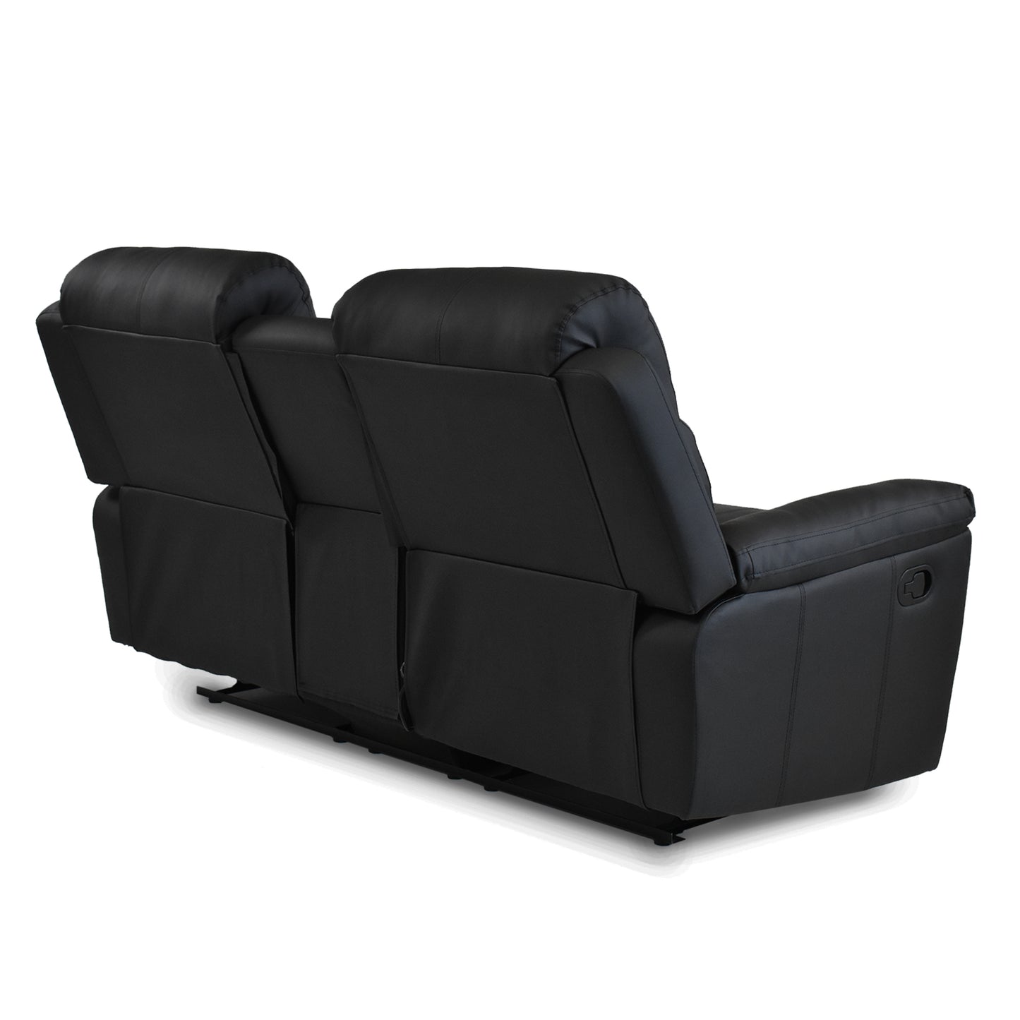 SOFÁ RECLINABLE CON CONSOLA MARSELLA 2 PUESTOS SINTETICO NEGRO