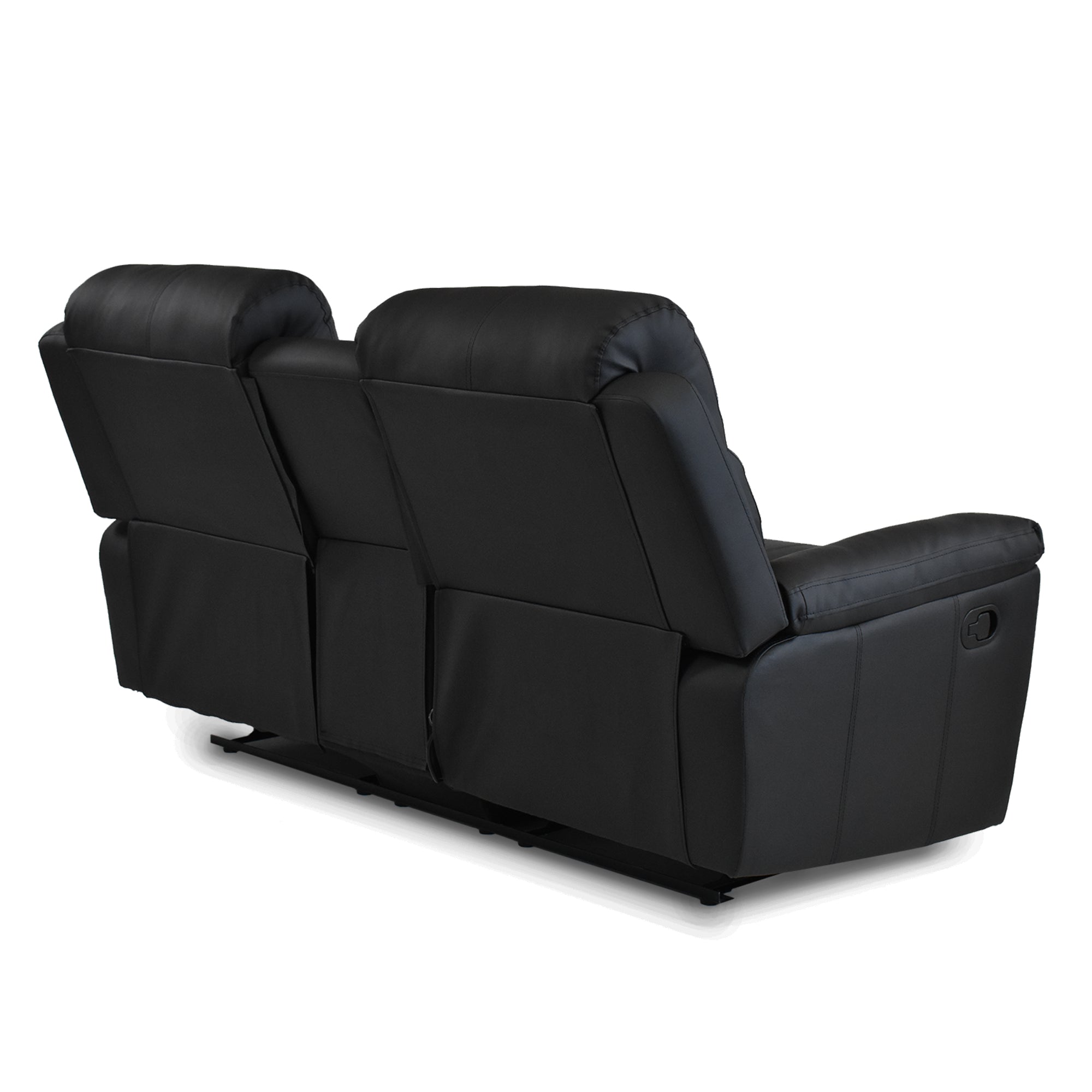 Sofá reclinable con consola marsella 2 puestos sintético negro