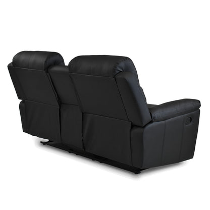 SOFÁ RECLINABLE CON CONSOLA MARSELLA 2 PUESTOS SINTETICO NEGRO