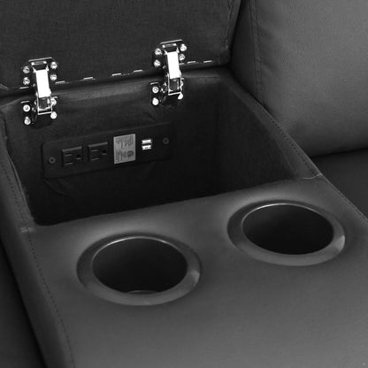 SOFÁ RECLINABLE CON CONSOLA MARSELLA 2 PUESTOS SINTETICO NEGRO