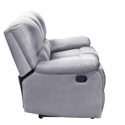 SOFA RECLINABLE  GALL 3 PUESTOS MICROFIBRA PLATA