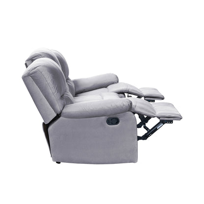 SOFA RECLINABLE  GALL 3 PUESTOS MICROFIBRA PLATA