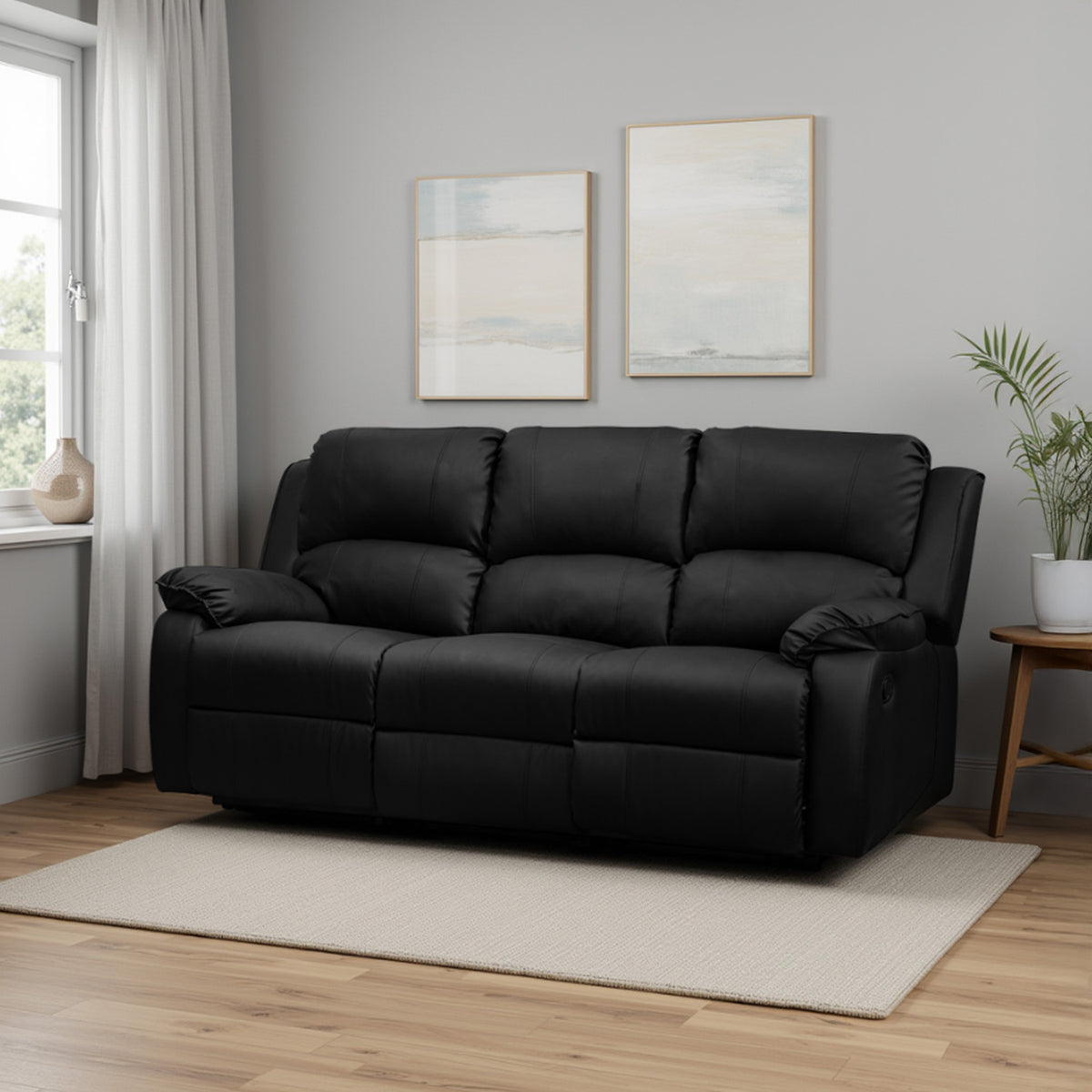 Sofá reclinable 3 puestos Tokio sintetico negro