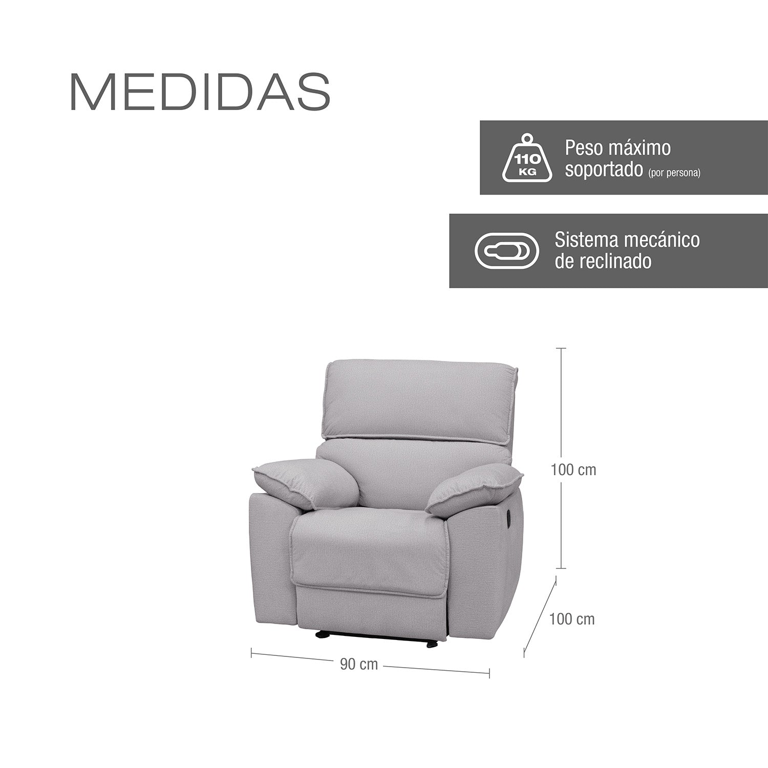 Silla Reclinable Alexa Microfibra Taupe