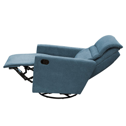SILLA RECLINABLE MECEDORA GIRATORIA ARTHUR  1 PUESTO  MICROFIBRA AZUL