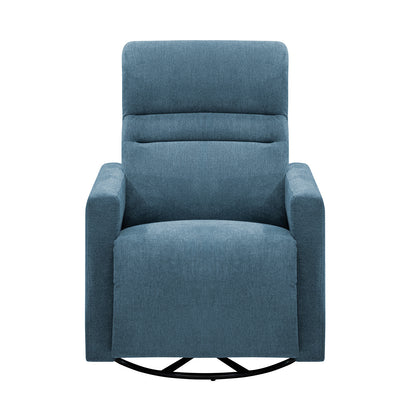 SILLA RECLINABLE MECEDORA GIRATORIA ARTHUR  1 PUESTO  MICROFIBRA AZUL