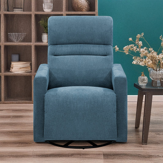 SILLA RECLINABLE MECEDORA GIRATORIA DORIAN 1 PUESTO  MICROFIBRA AZUL