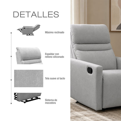 Reclinable Arthur Microfibra Plata