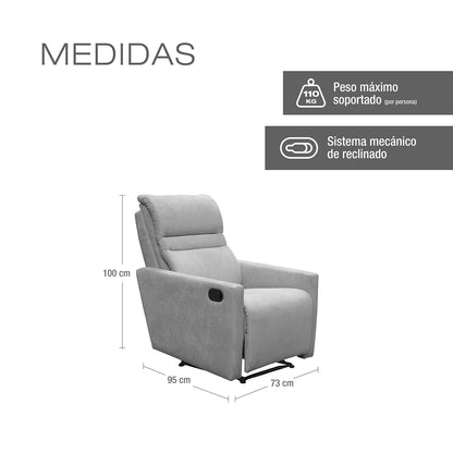 Reclinable Arthur Microfibra Plata