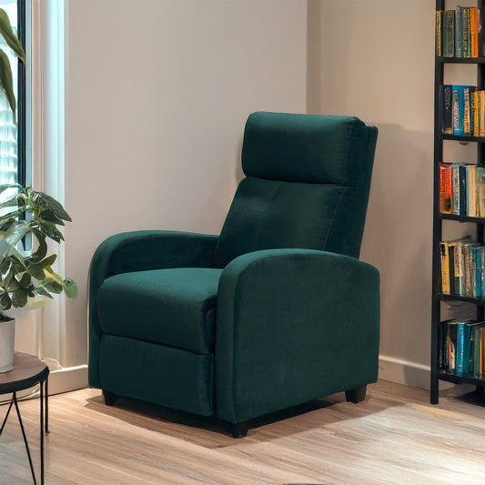 SILLA RECLINABLE DALY  ESTATICA MICROFIBRA ESMERALDA
