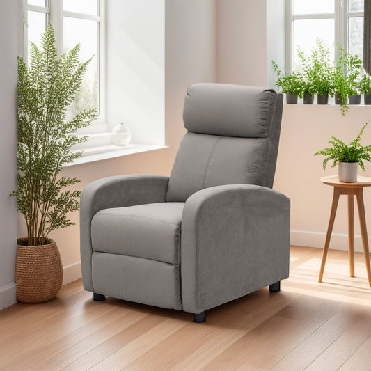 SILLA RECLINABLE DALY  ESTATICA MICROFIBRA TAUPE