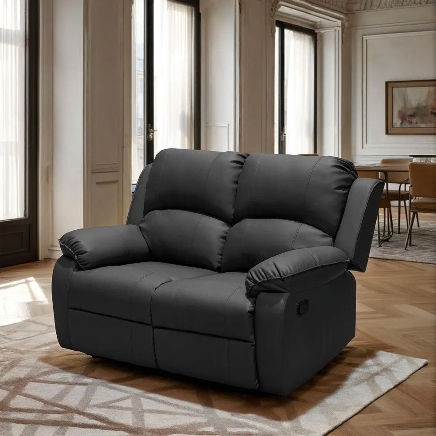 Reclinable Ginebra 2 puestos Sintético Negro