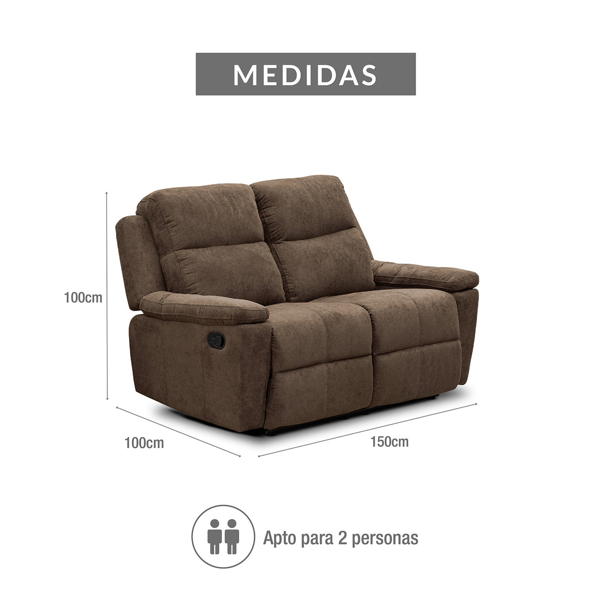 Sofá reclinable 2 puestos Marsella Kazán Chocolate