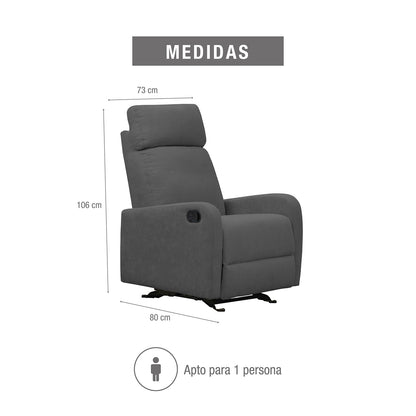 Silla reclinable estática Norman microfibra gris plomo