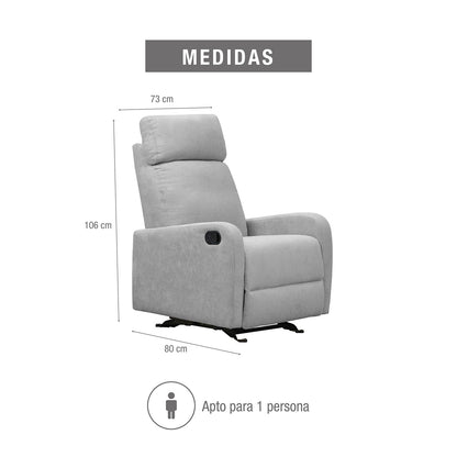 Silla reclinable mecedora Norman microfibra gris claro