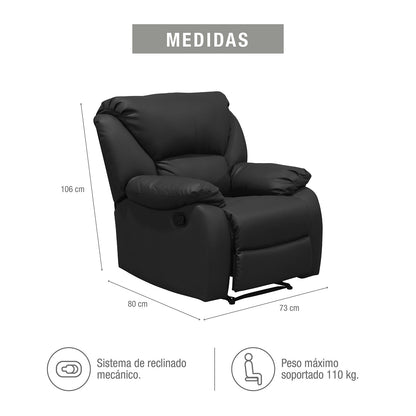 SILLA RECLINABLE OHIO ESTATICA SINTETICO  NEGRO