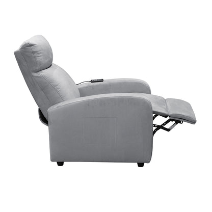 SILLA RECLINABLE ESTATICA CON MASAJE OMY 1 PUESTO MICROFIBRA PLATA