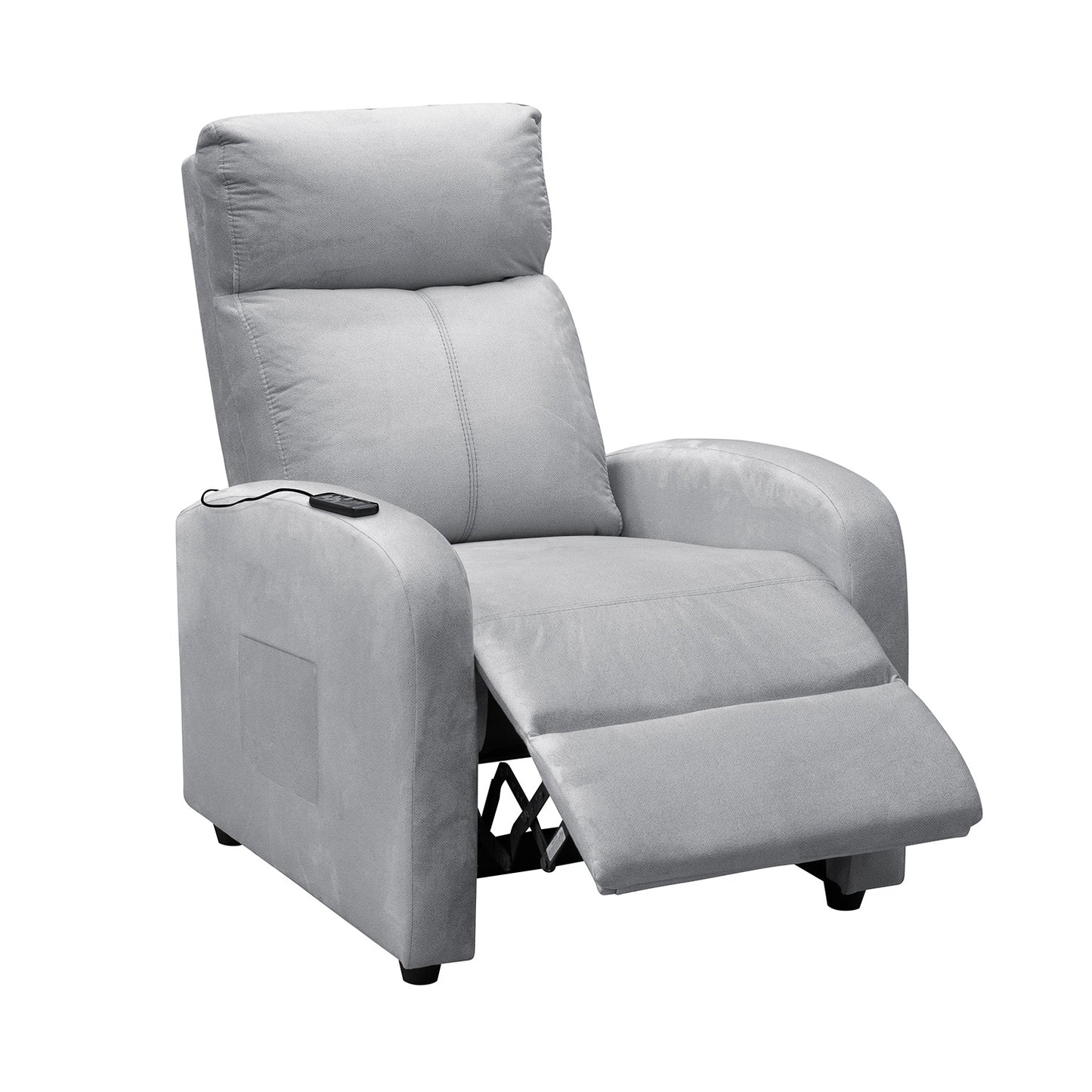 SILLA RECLINABLE ESTATICA CON MASAJE OMY 1 PUESTO MICROFIBRA PLATA