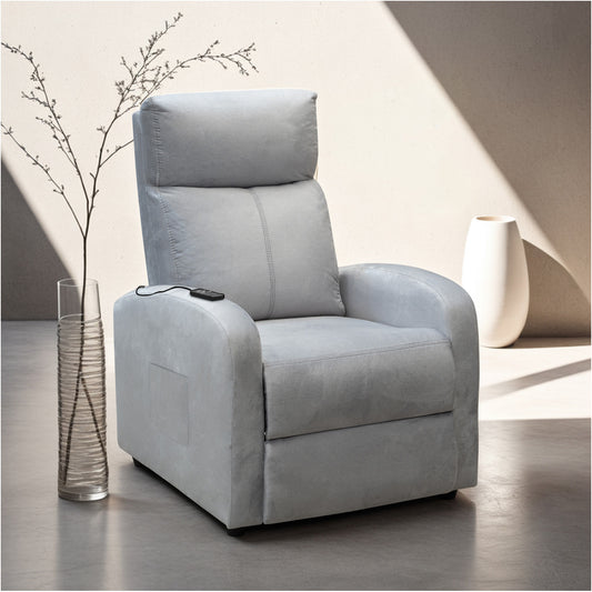 SILLA RECLINABLE ESTATICA CON MASAJE OMY 1 PUESTO MICROFIBRA PLATA
