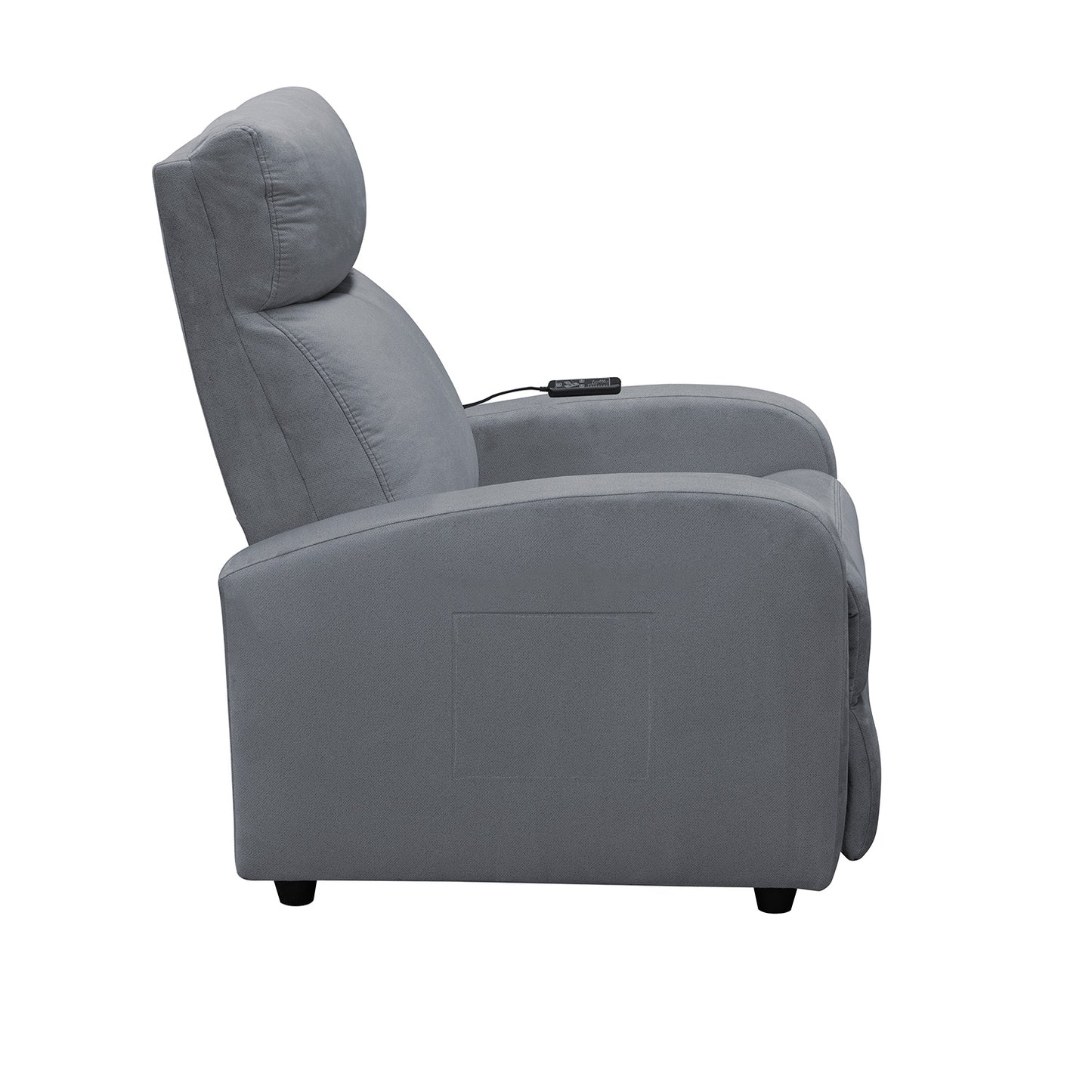 SILLA RECLINABLE ESTATICA CON MASAJE OMY 1 PUESTO MICROFIBRA GRIS PLOMO