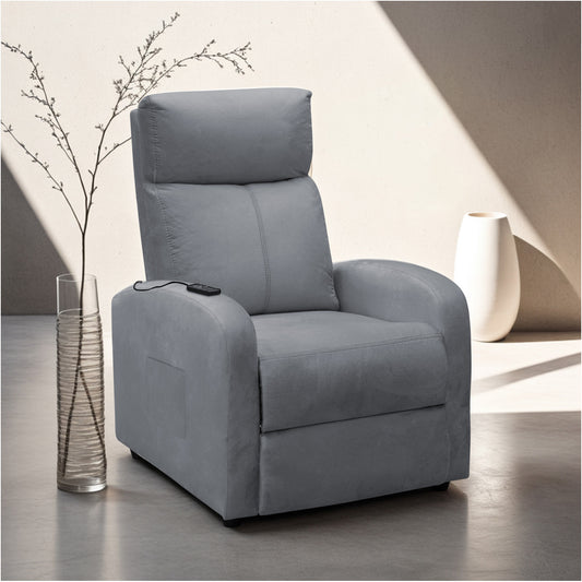SILLA RECLINABLE ESTATICA CON MASAJE OMY 1 PUESTO MICROFIBRA GRIS PLOMO