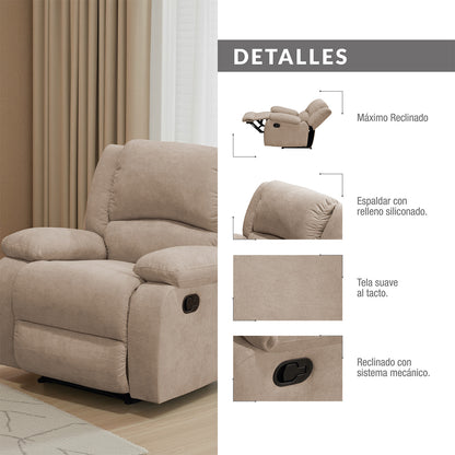 Reclinable Sull estática Microfibra Camel