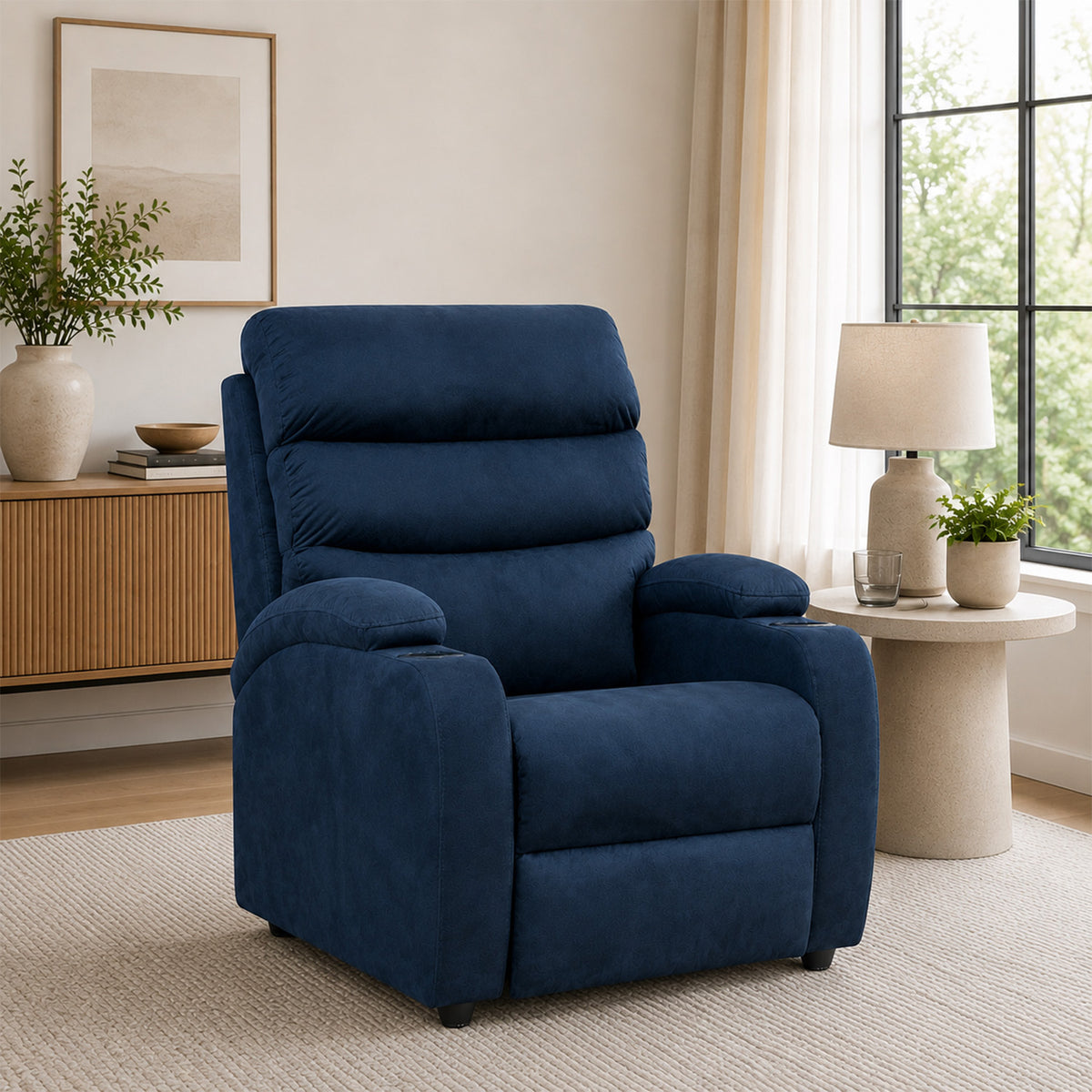 Silla reclinable trevi 1 puesto microfibra azul mary