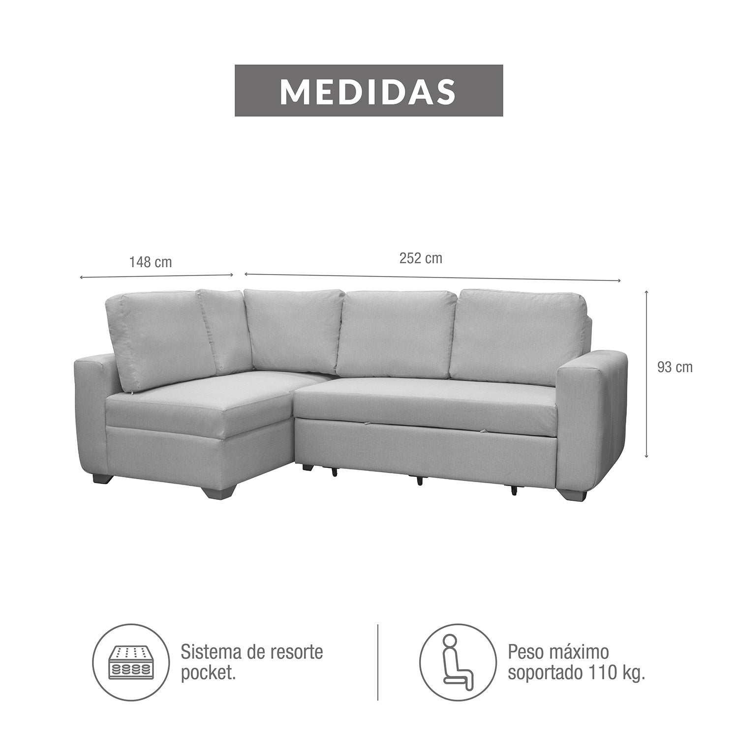 Rinconera Line Microfibra Gris Plata