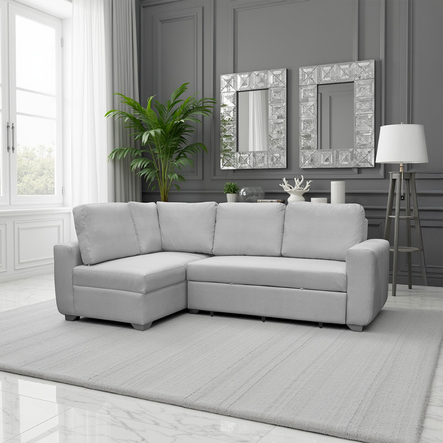 Rinconera Line Microfibra Gris Plata