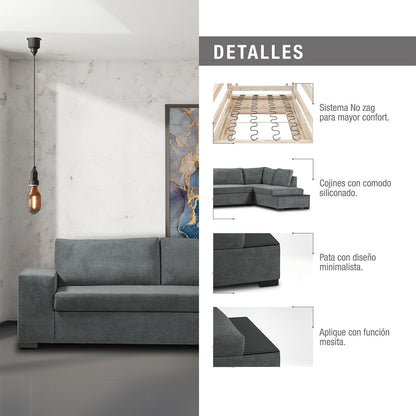 Sala Rinconera Kyara Microfibra Gris Plomo