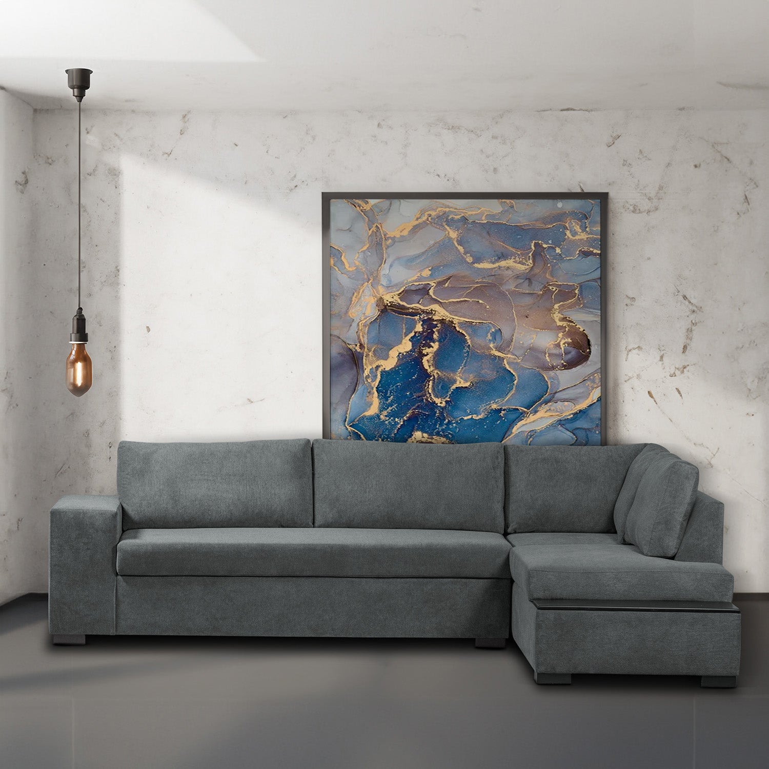 Sala Rinconera Kyara Microfibra Gris Plomo