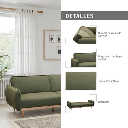 SOFA CAMA KAMIL   MICROFIBRA VERDE OLIVA
