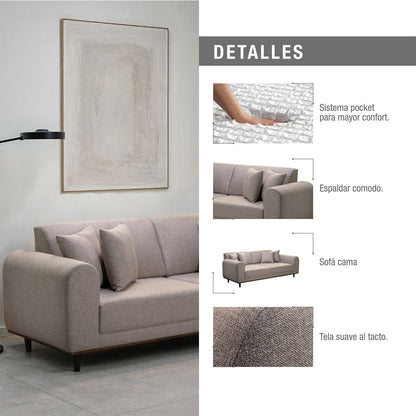 SOFA CAMA KLAUS    MICROFIBRA TAUPE