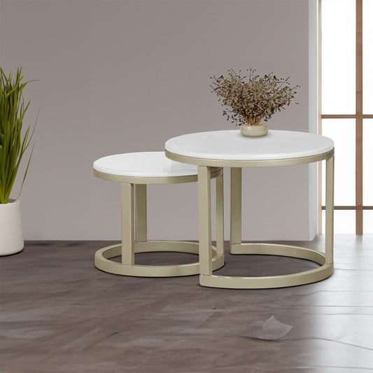 SET X2 MESA AUXILIAR NOVA GRANDE-PEQ BLANCO PERLA CHAMPAN