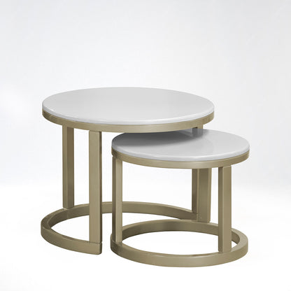 SET X2 MESA AUXILIAR NOVA GRANDE-PEQ BLANCO PERLA CHAMPAN