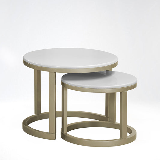 SET X2 MESA AUXILIAR NOVA GRANDE-PEQ BLANCO PERLA CHAMPAN