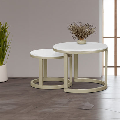 SET X2 MESA AUXILIAR NOVA GRANDE-PEQ BLANCO PERLA CHAMPAN