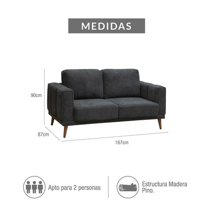 Sofá 2P Atenas microfibra Gris plomo