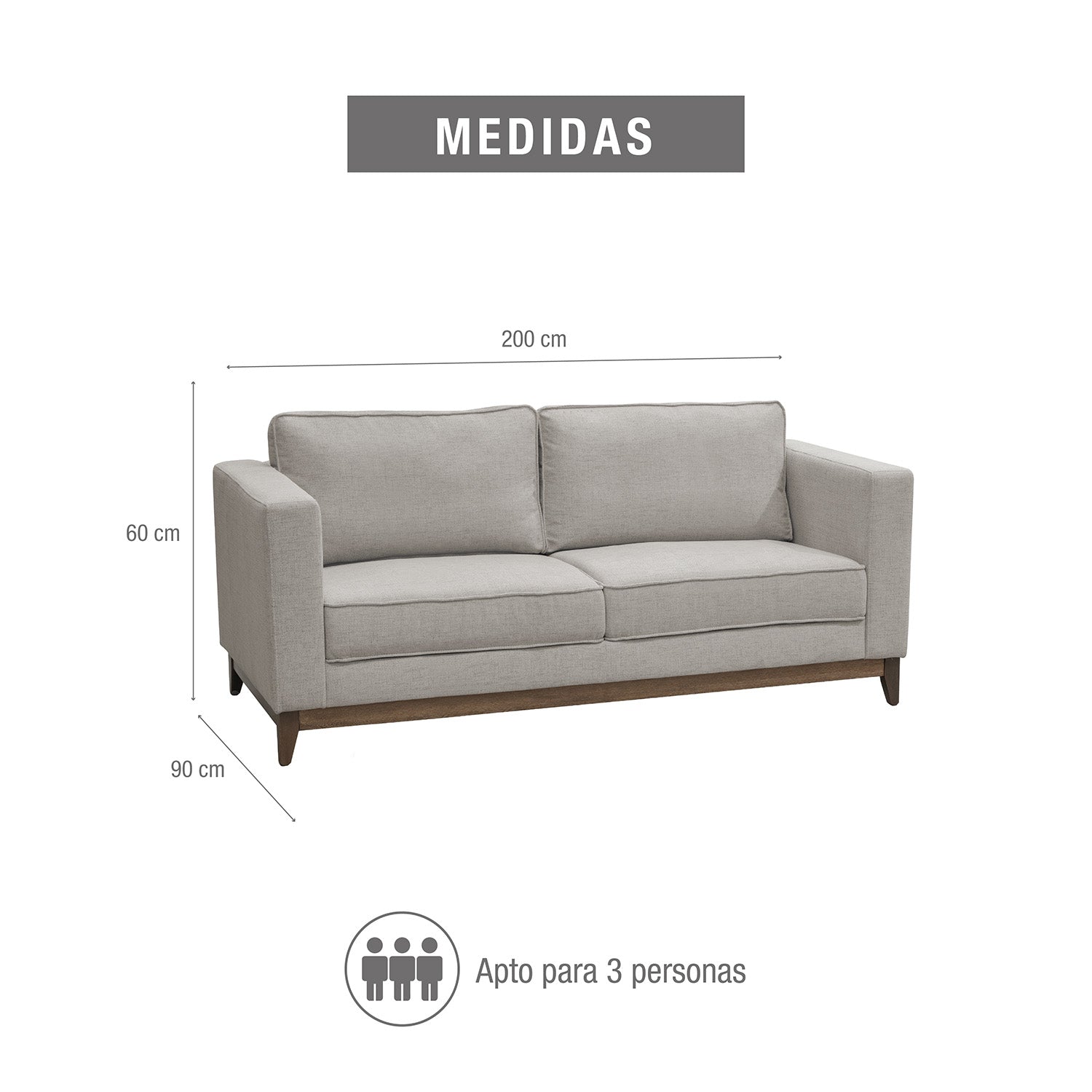 Sofá 3 puestos Brooklyn microfibra Taupé