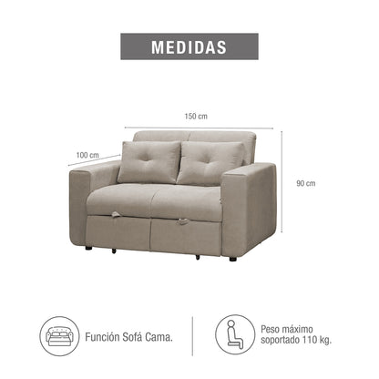Sofá cama bourbon 1.10 microfibra Camel