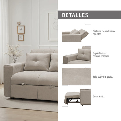 Sofá cama bourbon 1.10 microfibra Camel