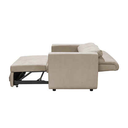 Combo Sofá cama Bourbon 140 Camel + Rec. Alexa Micf. Taupe