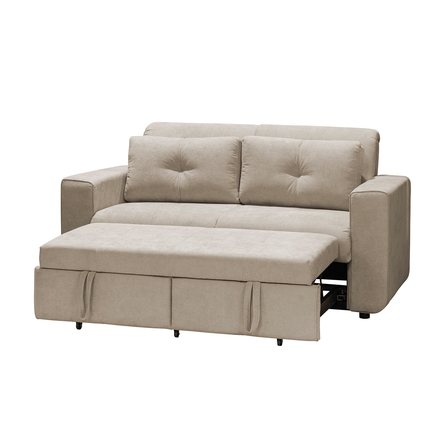 Combo Sofá cama Bourbon 140 Camel + Rec. Alexa Micf. Taupe