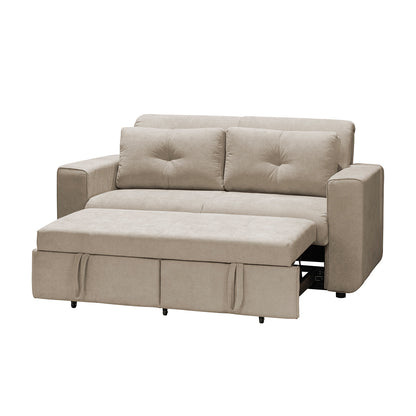 Combo Sofá cama Bourbon 140 Camel + Rec. Alexa Micf. Taupe