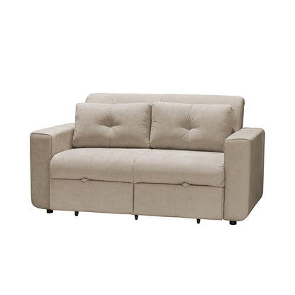 Combo Sofá cama Bourbon 140 Camel + Rec. Alexa Micf. Taupe