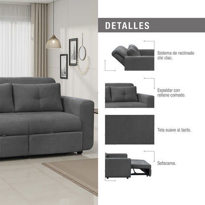 Sofa cama bourbon 1.40 microfibra Gris Plomo