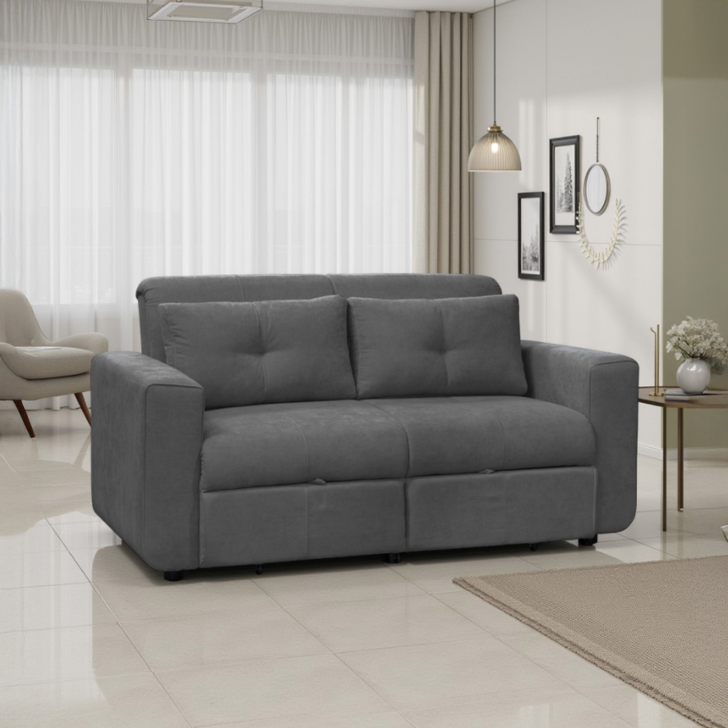 Sofa cama bourbon 1.40 microfibra Gris Plomo