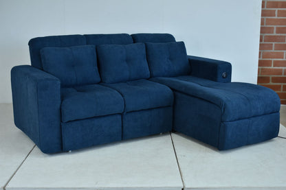 SOFÁ CAMA RINCONERO BOURBON MICROFIBRA AZUL